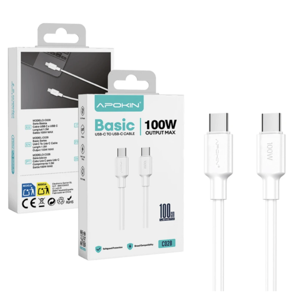 Screenshot 2026-08-18 at 02.50.37 Cabo USB-A para Tipo-C 18W Apokin – 1 Metro, Branco