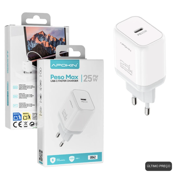 Carregador 25W Entrada PD/QC APOKIN