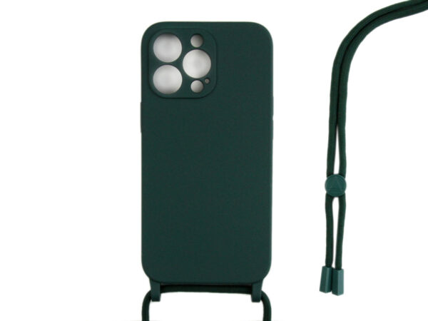 Rixus TPU Necklace Cord Cover For Apple iPhone 14 Pro Dark Green