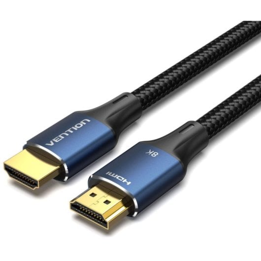 Cabo Vention HDMI 2.1 UltraHD 8K 48Gbps Macho-Macho Trançado 1m Azul