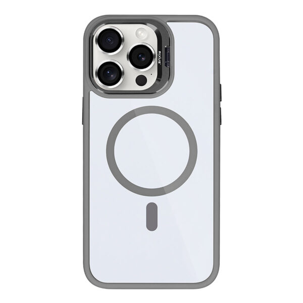 Rixus Classic 03 Case With MagSafe Compatible For Apple iPhone 15 Pro Max Titanium Grey