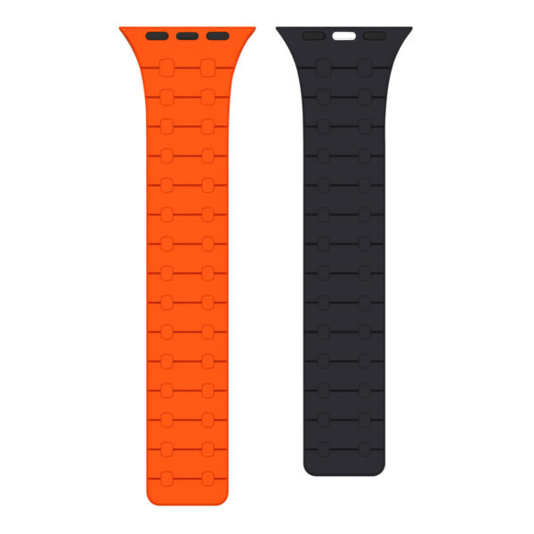 808BCDFFD8_A.jpg Rixus Magnetic Silicone Band For Apple Watch 42mm, 44mm, 45mm, 49mm Orange And Midnight