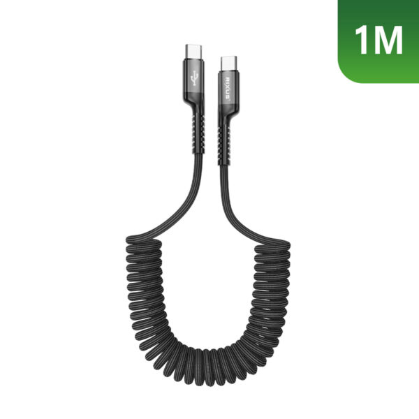 81EF237CE2_A.jpg Rixus RXUC17C Retractable Spring Cable USB-C To USB-C Black