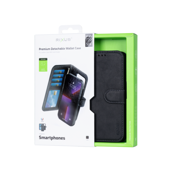 825F90AE73_A.png Rixus Duo Magnetic Detachable Wallet For Samsung Galaxy S24 Black