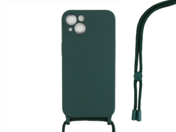 Rixus TPU Necklace Cord Cover For Apple iPhone 13 Mini Dark Green
