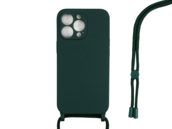 Rixus TPU Necklace Cord Cover For Apple iPhone 13 Pro Dark Green