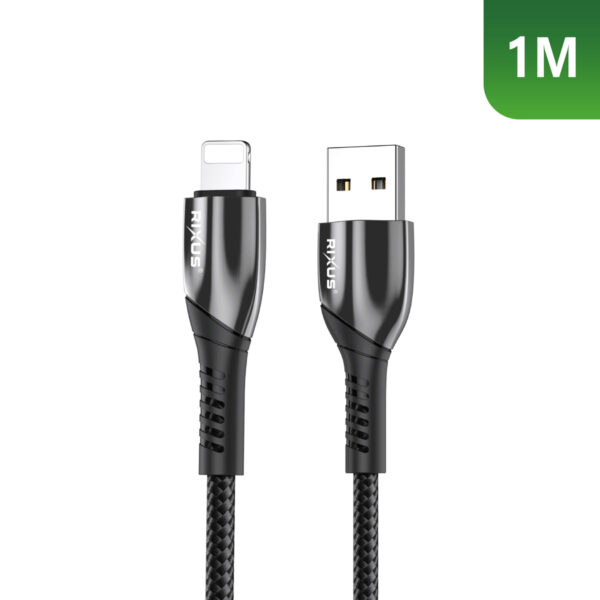 8E15C531E_A.jpg Rixus RXUC30AL Alloy USB To Lightning Connector Data Cable Metal Gray