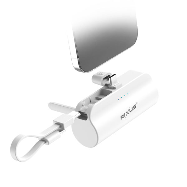 90000810567_A.jpg Rixus RXPB98W Mini Click-On Powerbank USB-C 5000mAh White