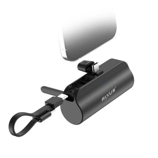 90000810568_A.jpg Rixus RXPB98B Mini Click-On Powerbank USB-C 5000mAh Black
