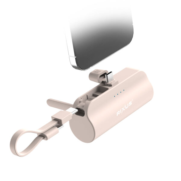 90000810570_A.jpg Rixus RXPB98P Mini Click-On Powerbank USB-C 5000mAh Pink