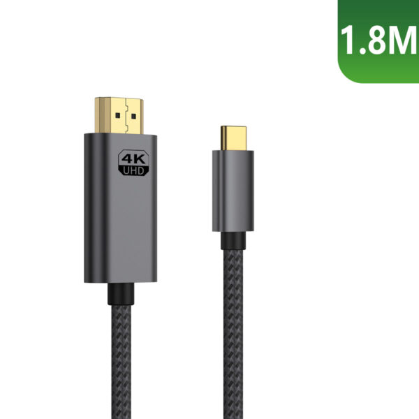 90000810580_A.jpg Rixus RXHU15 USB-C To HDMI Cable Premium 4K 1.8m Space Gray