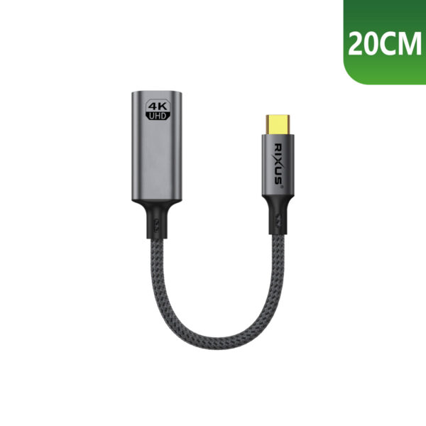 Rixus RXHU17 USB-C To HDMI Female Converter 20cm Space Gray