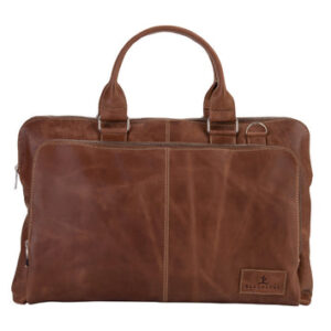 BLUCACTUS LB1006LB Leather Laptop Bag 14 inch Brown