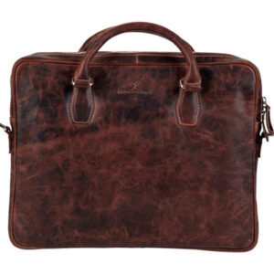 BLUCACTUS LB1004BR Leather Laptop Bag 14 inch Brown