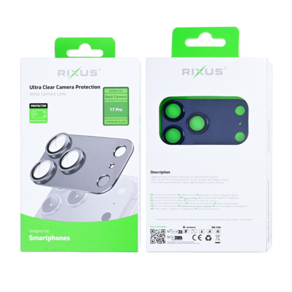 90000811315_A.jpg Rixus Ultra Clear Camera Protection For Apple iPhone 17 Pro Deep Blue