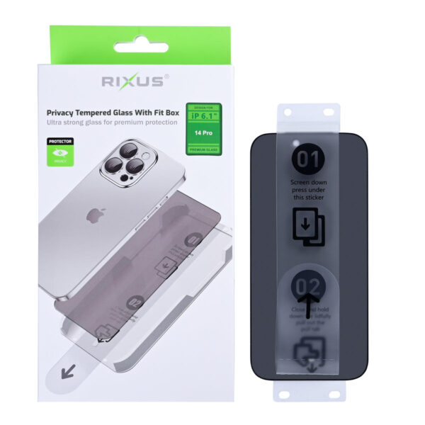 90000811501_A.jpg Rixus Privacy Tempered Glass With Fit Box For Apple iPhone 14 Pro