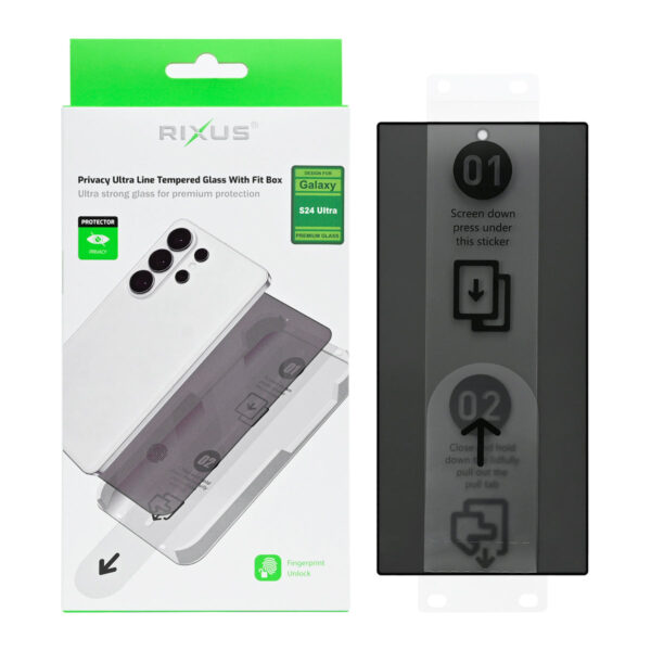 Rixus Privacy Ultra Line Tempered Glass With Fit Box For Samsung Galaxy S24 Ultra