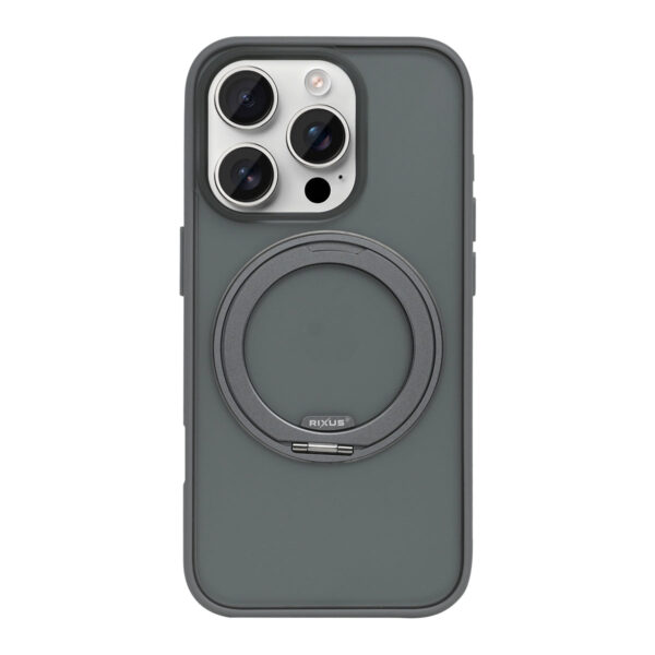 Rixus SnapGrip 360 Case For Apple iPhone 16 Pro Grey