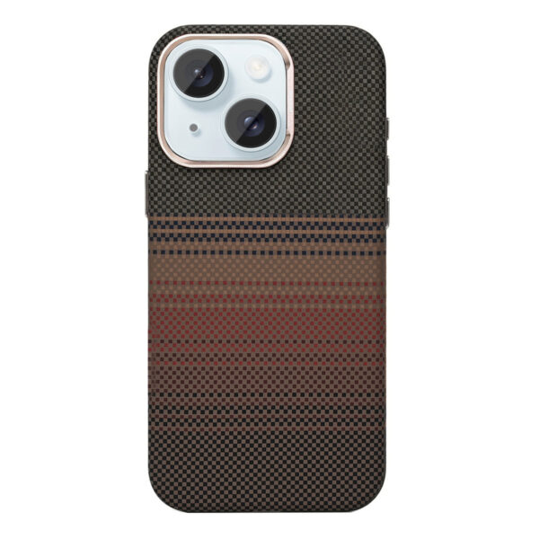 Rixus Alpine Ultra-Slim Case With MagSafe Compatible RXA130 For Apple iPhone 15 Stripe Brown