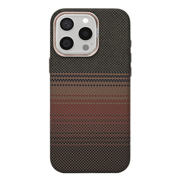 Rixus Alpine Ultra-Slim Case With MagSafe Compatible RXA130 For Apple iPhone 15 Pro Stripe Brown