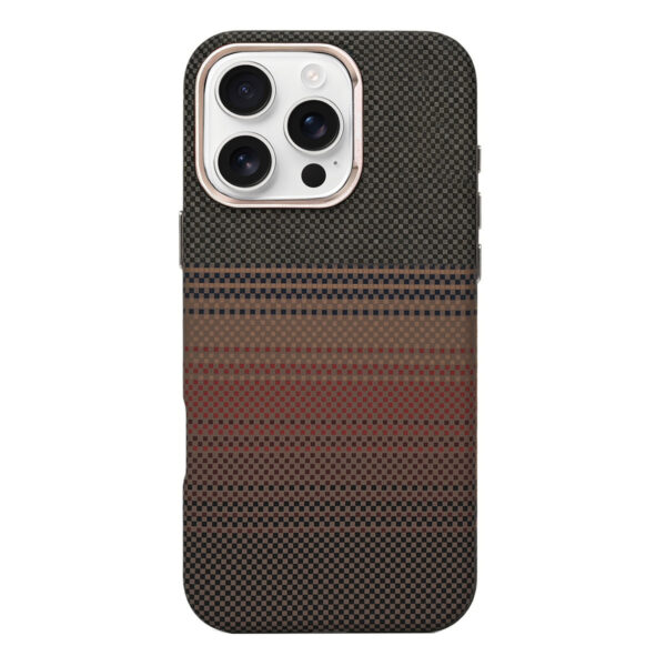 Rixus Alpine Ultra-Slim Case With MagSafe Compatible RXA130 For Apple iPhone 16 Pro Max Stripe Brown