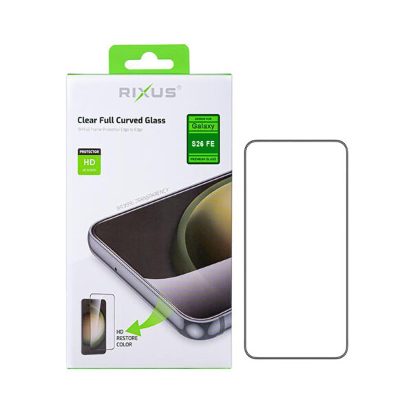 Rixus Clear HD Full Curved Edge Tempered Glass For Samsung Galaxy S26 FE