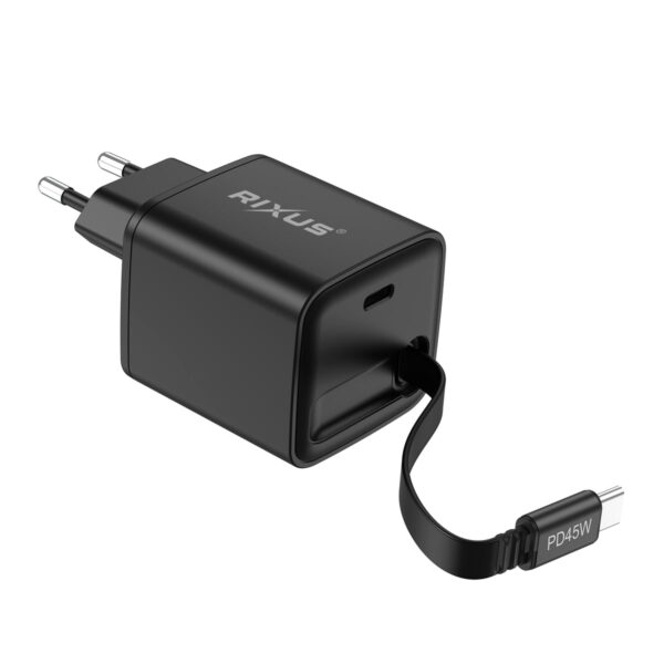 Rixus RXHC09 Charger With Retractable Cable 45W