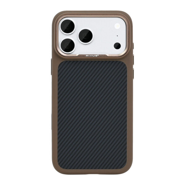 Rixus Mag Carbon With MagSafe Compatible For Apple iPhone 17 Pro, 18 Pro Brown