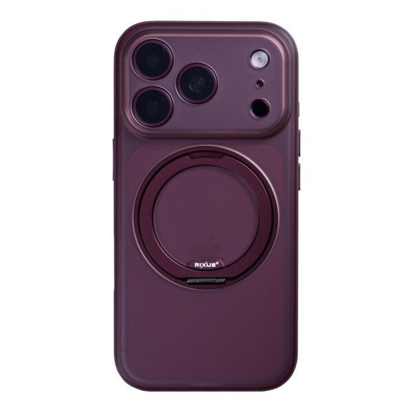 Rixus SnapGrip 360 Case For Apple iPhone 17 Pro Max, 18 Pro Max Burgundy