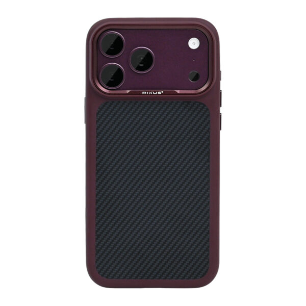 Rixus Mag Carbon With MagSafe Compatible For Apple iPhone 17 Pro, 18 Pro Burgundy