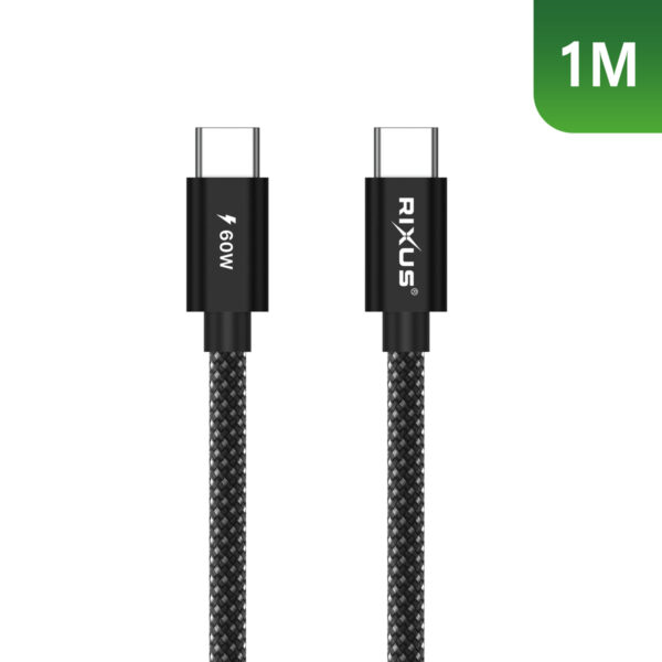 Rixus RXUC10A Flex Cable USB-C 60W 1m Black
