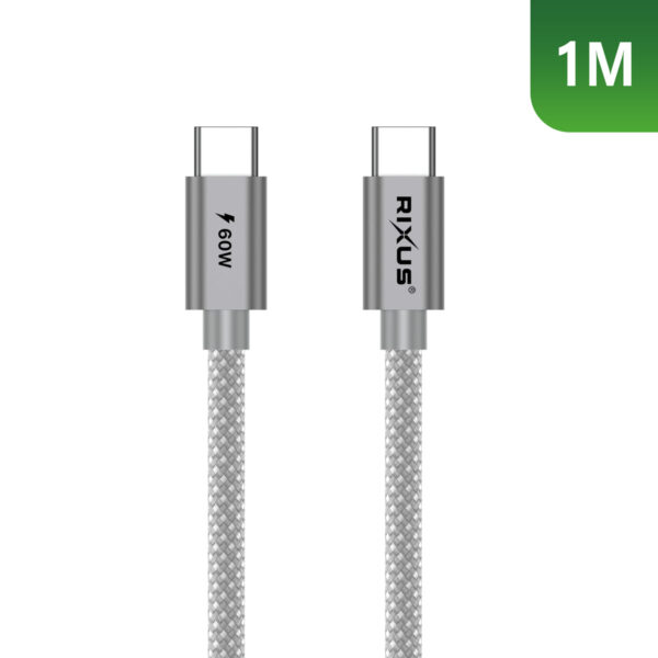 90000812791_A.jpg Rixus RXUC10B Flex Cable USB-C 60W 1m Grey