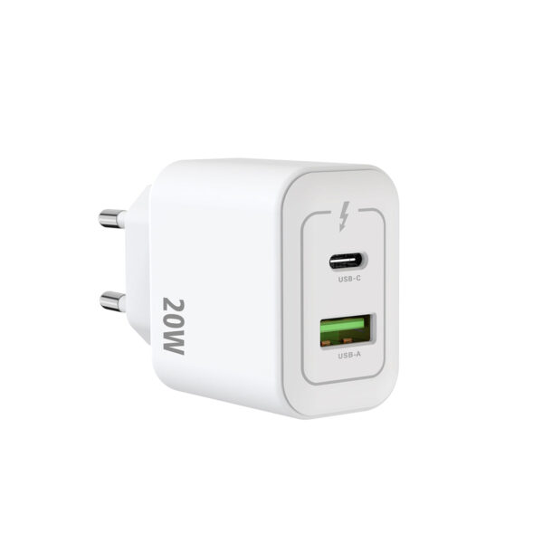 Rixus RXHC20 USB-C, USB-A Power Adapter 20W White