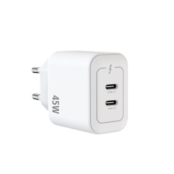 A00001203_A.jpg Rixus RXHC45 GaN Double USB-C Power Adapter 45W White