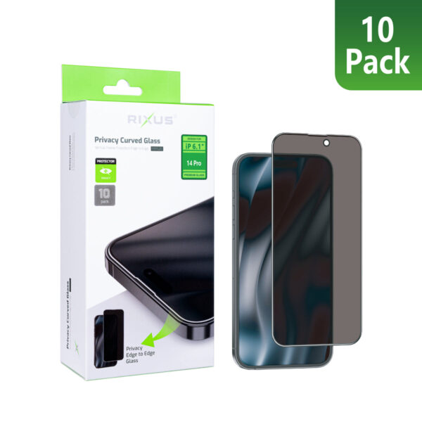 A00001399_A.jpg Rixus Privacy Full Curved Edge Tempered Glass For Apple iPhone 14 Pro (10-Pack)