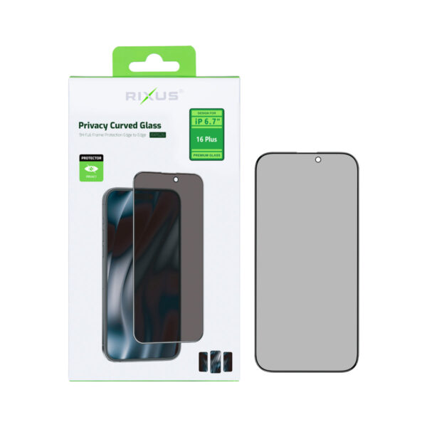 A00002227_A.jpg Rixus Privacy Full Curved Edge Tempered Glass For Apple iPhone 16 Plus