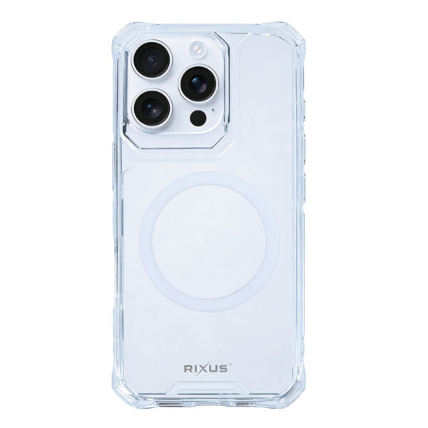 Rixus Armor-X Anti Shock Case With MagSafe Compatible For Apple iPhone 16 Pro Transparent