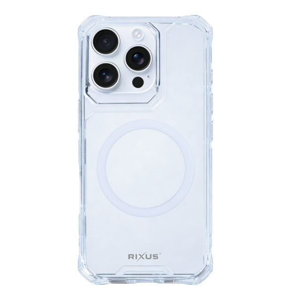 Rixus Armor-X Anti Shock Case With MagSafe Compatible For Apple iPhone 16 Pro Max Transparent