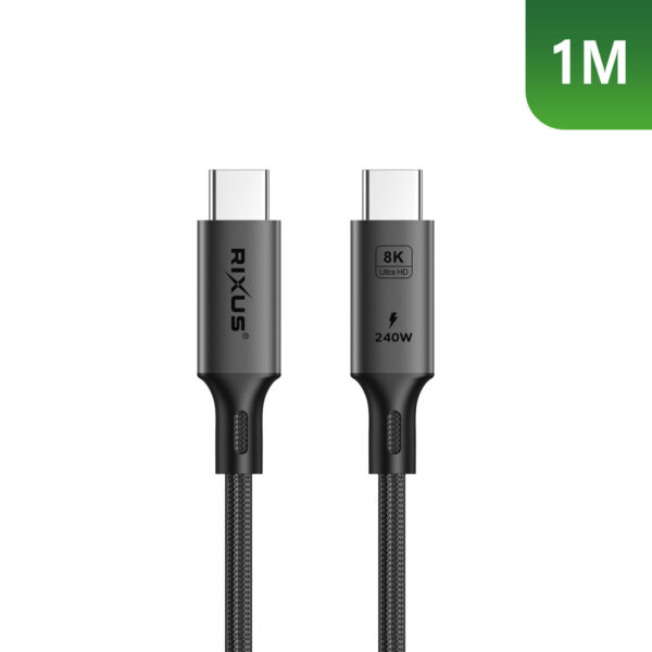 A00003322_A.jpg Rixus RXUC01 USB-C 4.0 To USB-C Cable 1m 240W Grey
