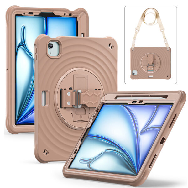 Rixus RXTC08 Anti Shock Case For Apple iPad Air 13 inch (2024, 2025, 2026), iPad Pro 12.9 inch (2018, 2020, 2021, 2022) Latte