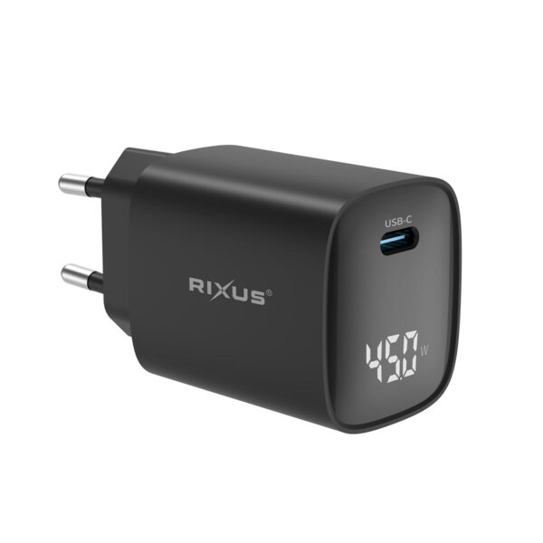 Rixus RXHC13 USB-C Power Adapter With Digital Display 45W Black
