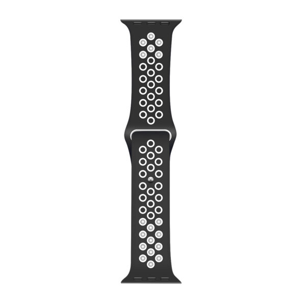 Silicone Double Color Sport Band For Apple Watch 42mm, 44mm, 45mm, 49mm Black, White Retail Box