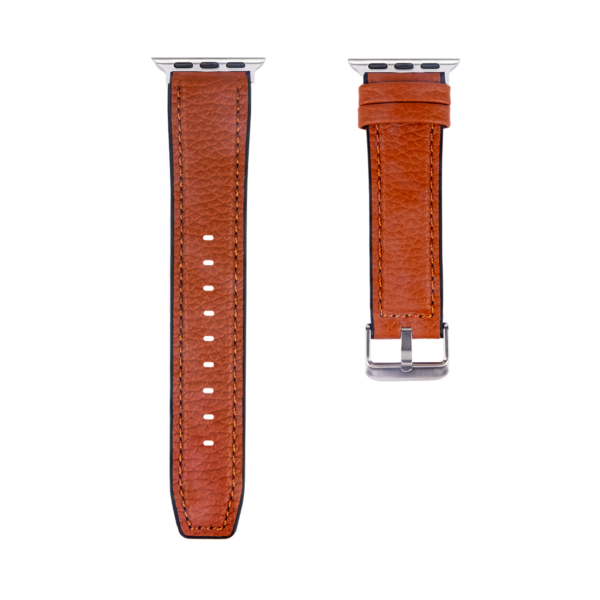 C6B731A83F_A.png Silicone And Leather Band For Apple Watch 42mm, 44mm, 45mm, 49mm Light Brown Retail Box