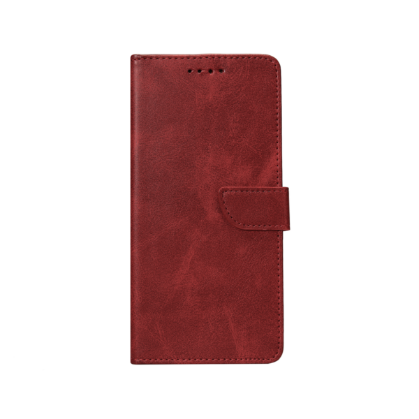 Rixus Bookcase For Samsung Galaxy S24 Ultra 5G Dark Red