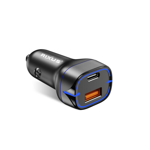 Rixus RXCC13 USB-C PD+QC3.0 Car Charger 38W Black