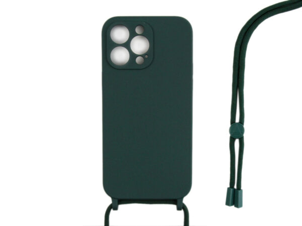 Rixus TPU Necklace Cord Cover For Apple iPhone 12 Pro Dark Green