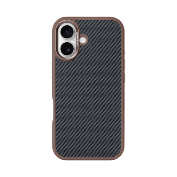 Rixus Mag Carbon With MagSafe Compatible For Apple iPhone 16 Brown